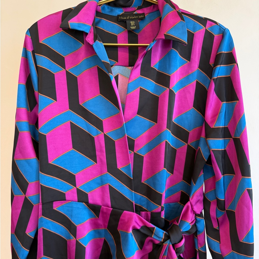 NWOT House of Harlow‎ 1960 Revolve Pink and Blue Geometric Dress